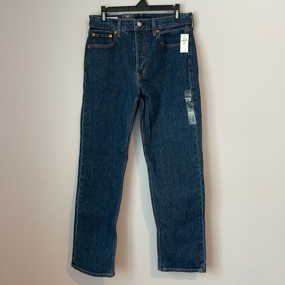 GAP Women’s Dark Blue Cheeky Straight High Rise Jeans